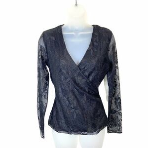 Black Lace Top Jones Elements Vintage Women's Goth Goddess Vampire Chic Size XS